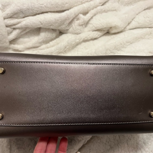 Kate Spade Gun Metal Tote Purse. 100% Cow Leather. - Picture 5 of 10